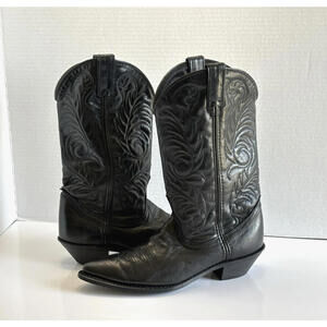 Vintage ACME Women's 6.5 M Black Leather Western Cowboy Cowgirl Boots USA Made